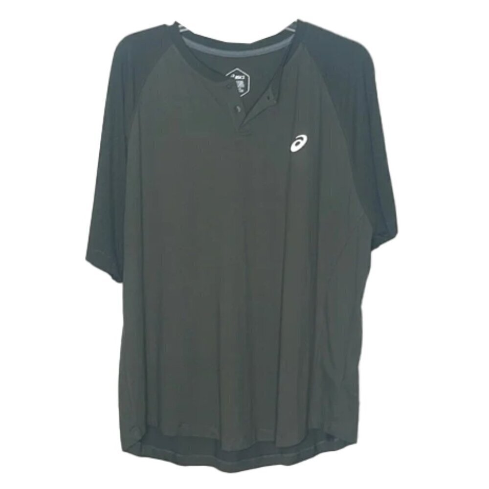 ❤️ ASICS Men's Performance Henley green Short Sleeve Tee Size 2XL